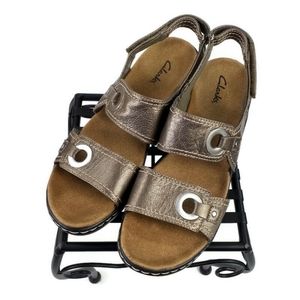 Clarks Lexi Birch 26065693 Bronze Metallic Leather Sandals Womens Size 8.5